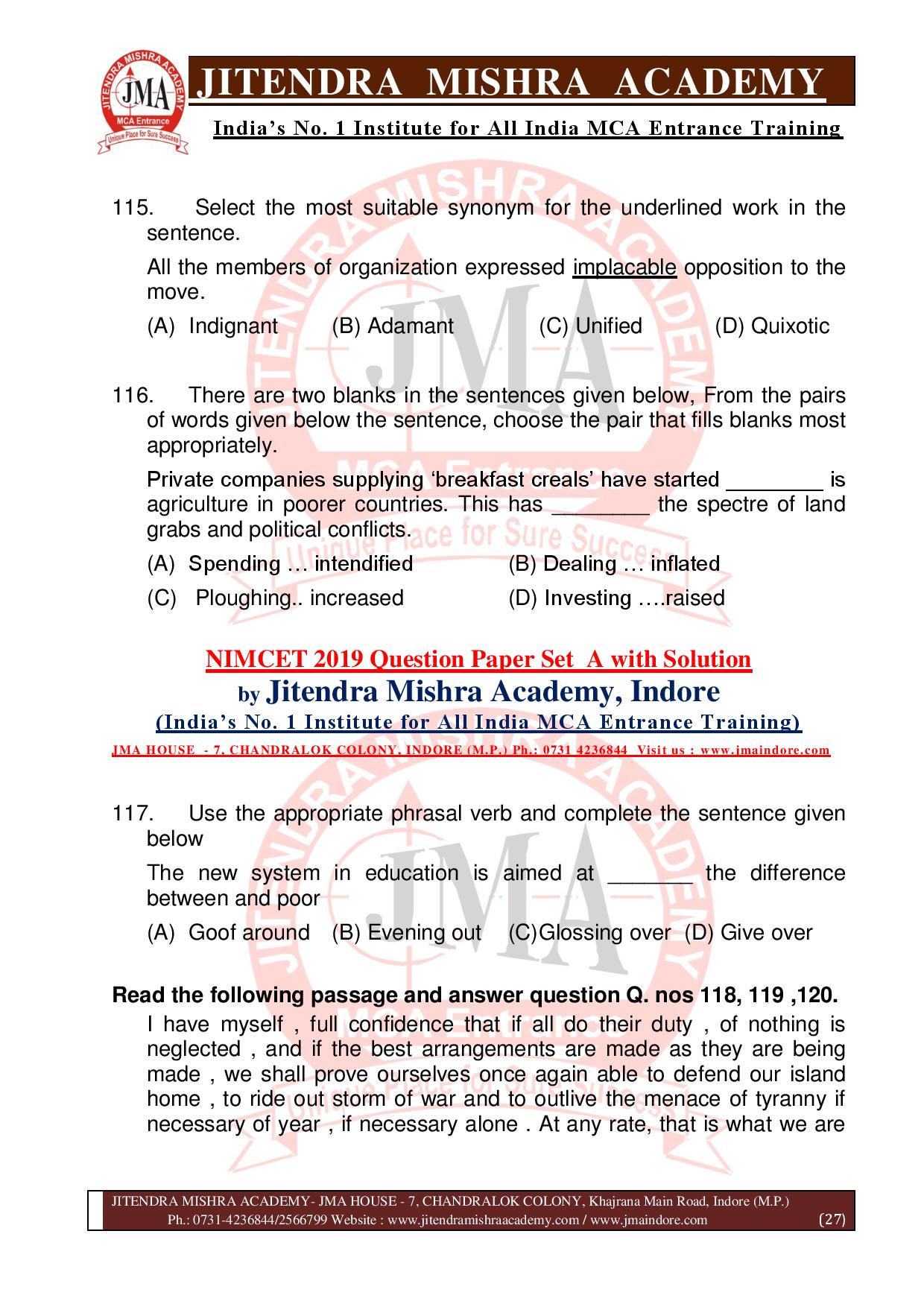 NIMCET 2019 QUESTION PAPER (SET - A) final-page-027