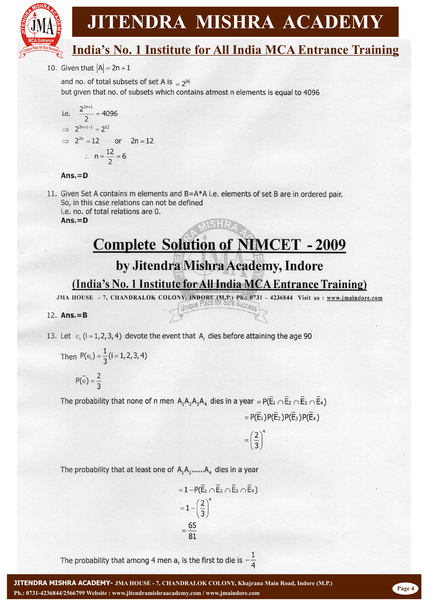 NIMCET - 2009 (SOLUTION)-05