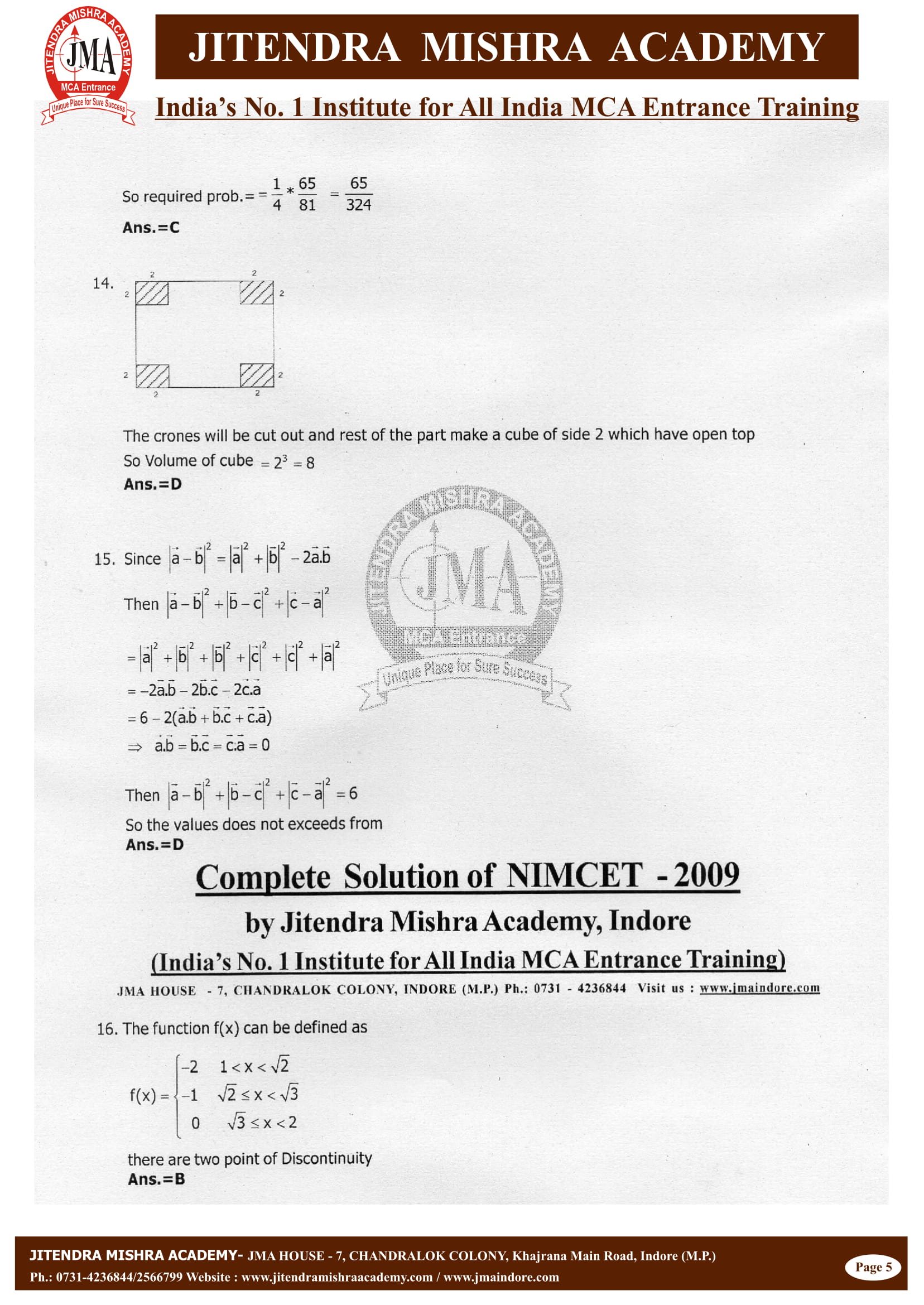 NIMCET - 2009 (SOLUTION)-06