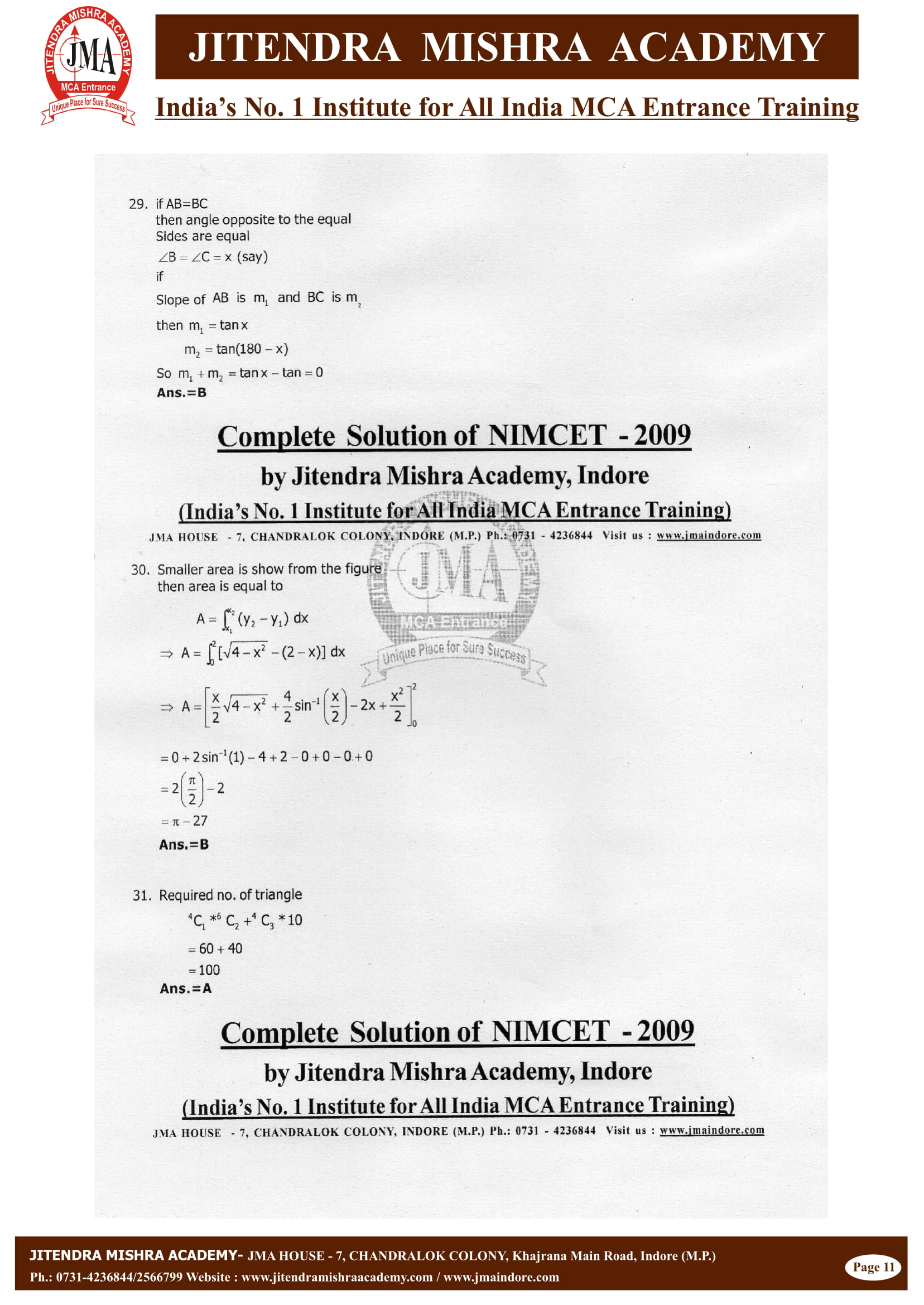 NIMCET - 2009 (SOLUTION)-12