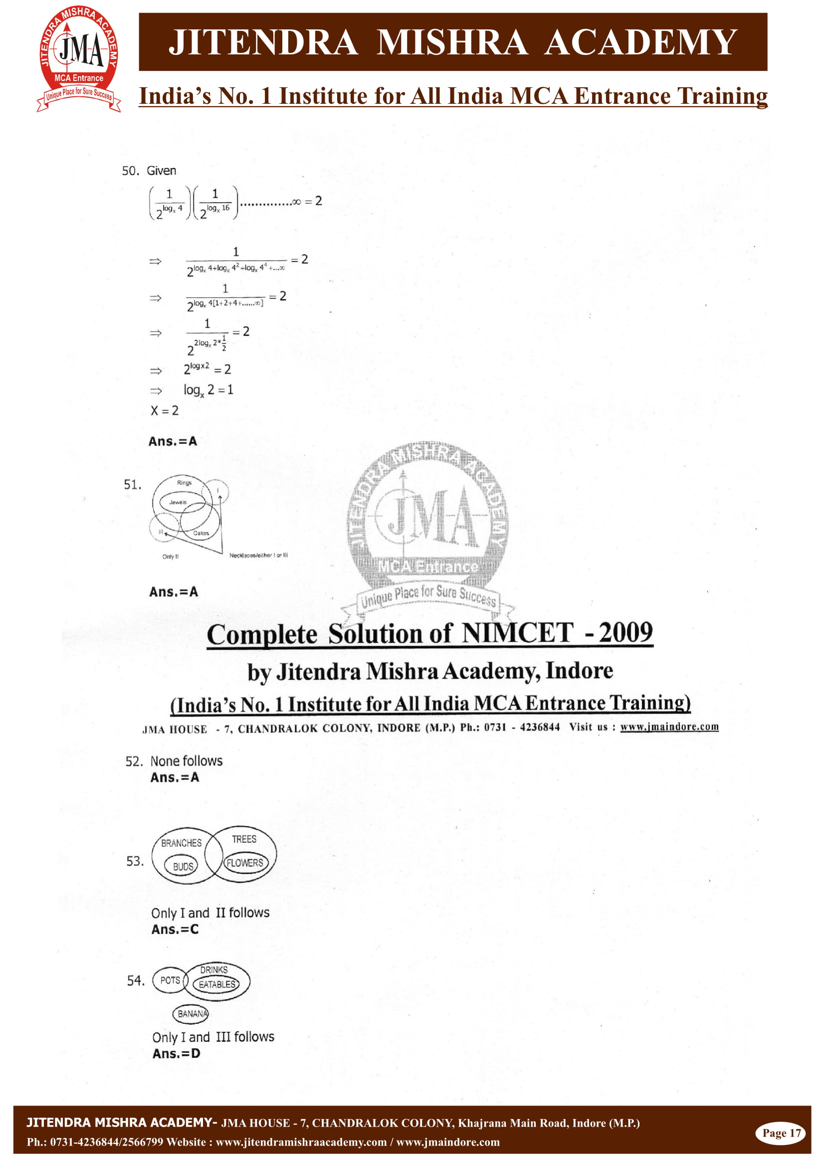 NIMCET - 2009 (SOLUTION)-18