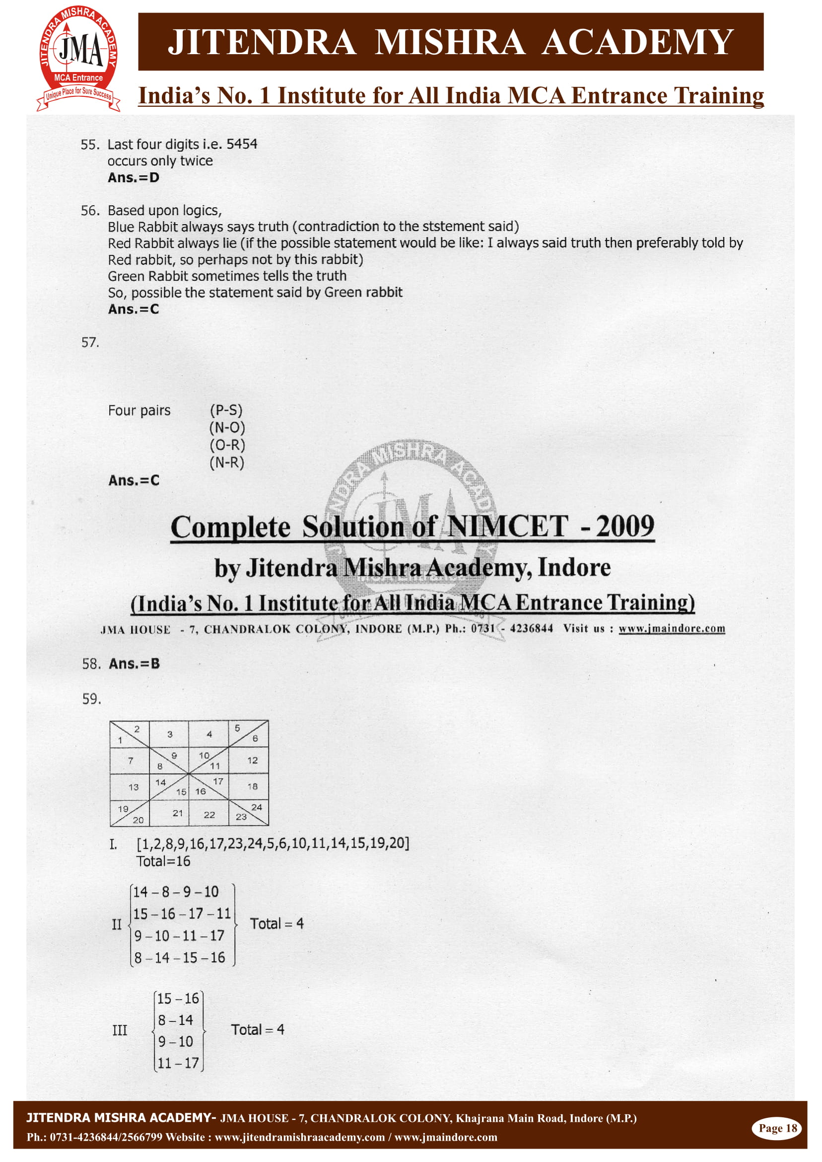 NIMCET - 2009 (SOLUTION)-19