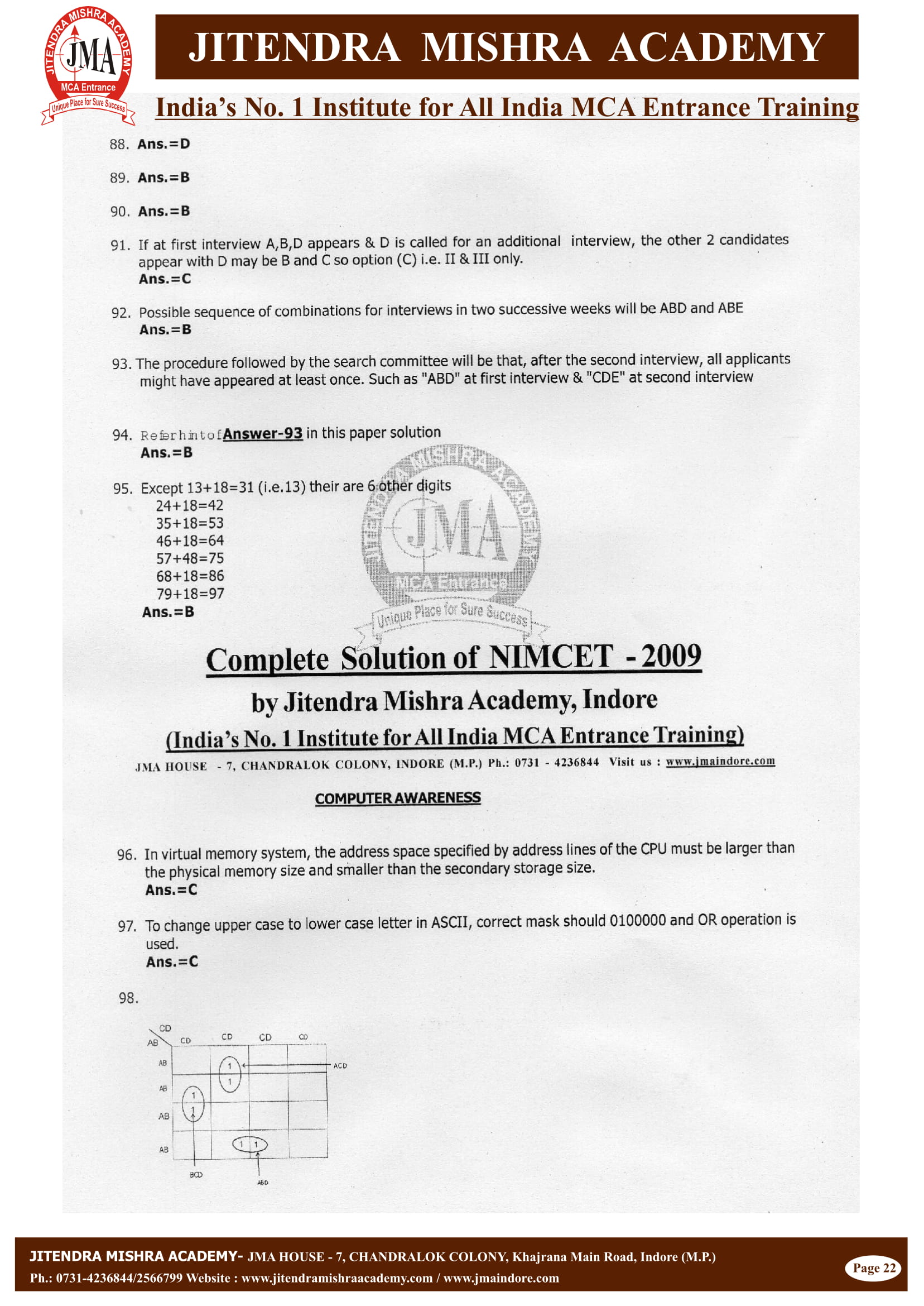 NIMCET - 2009 (SOLUTION)-23