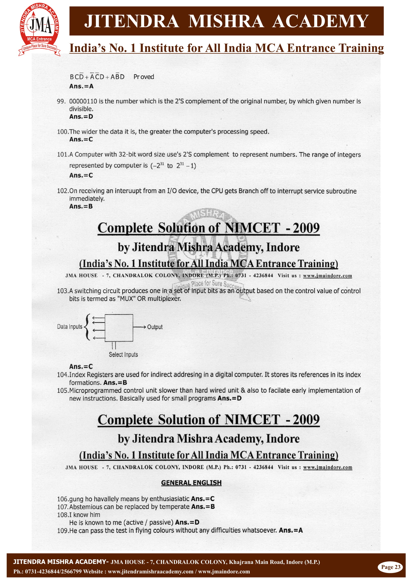 NIMCET - 2009 (SOLUTION)-24