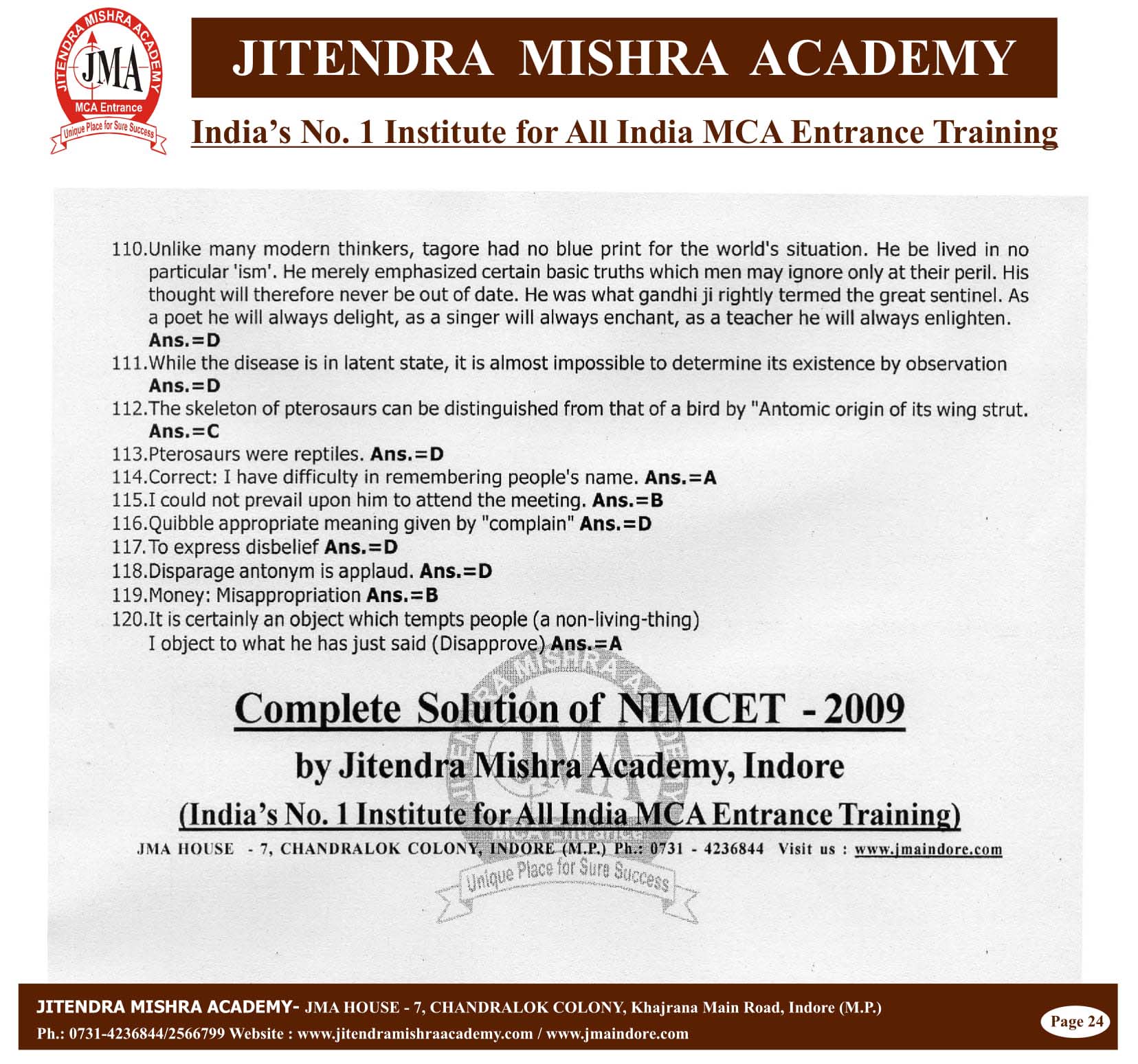 NIMCET - 2009 (SOLUTION)-25