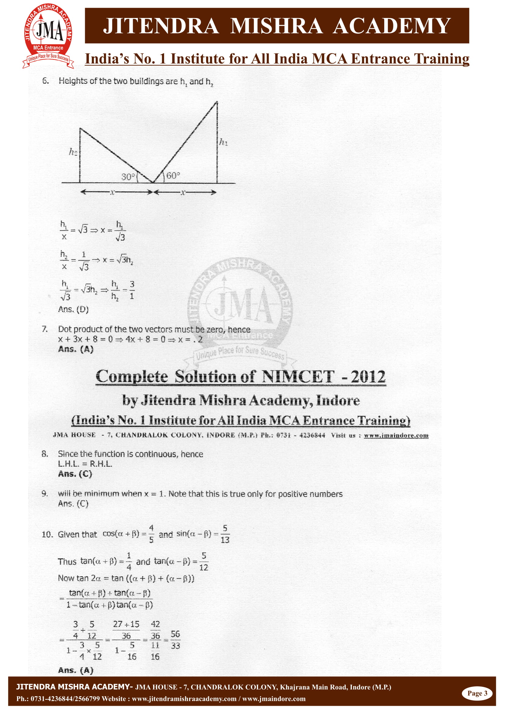 NIMCET - 2012 (SOLUTION)-03