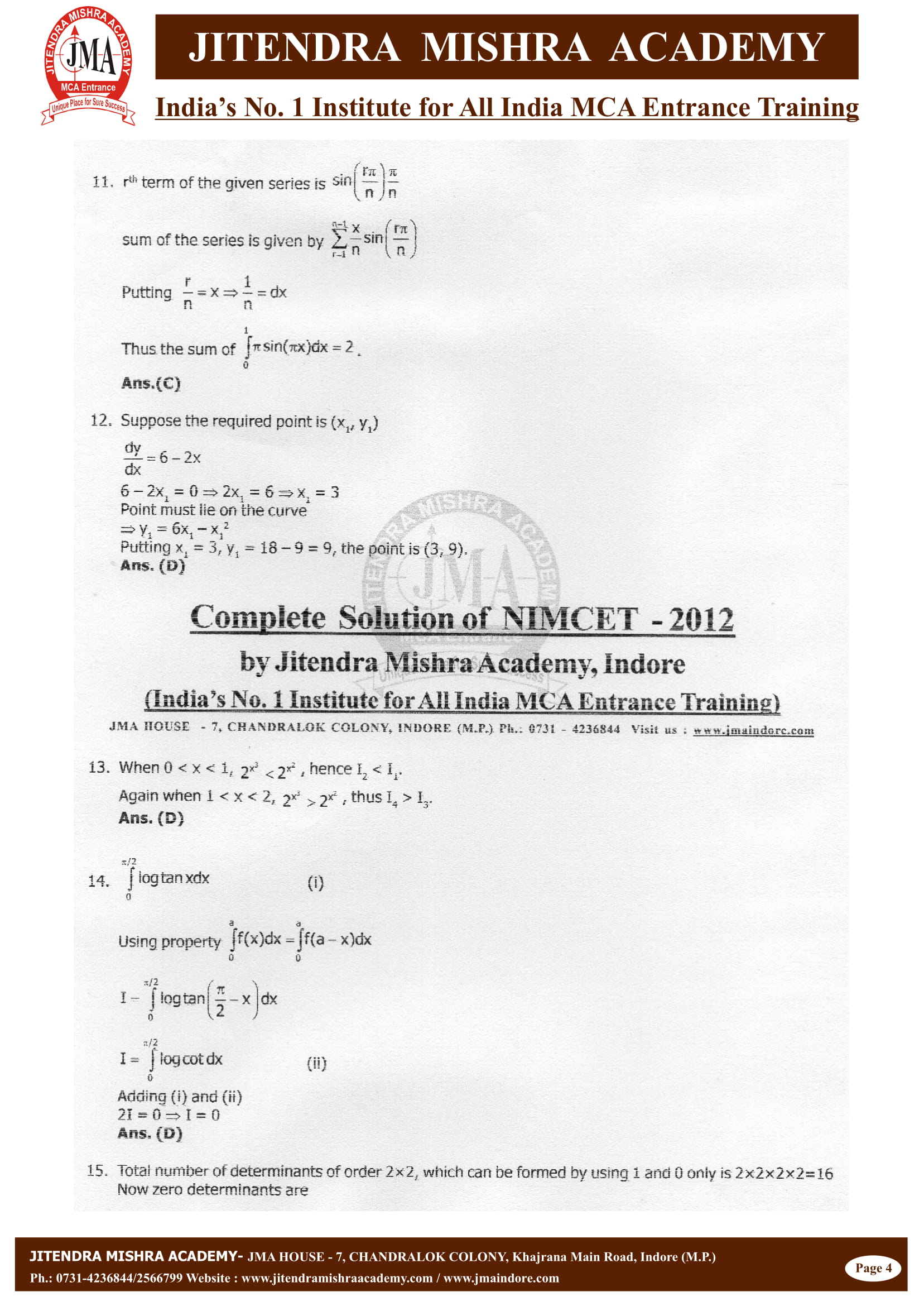 NIMCET - 2012 (SOLUTION)-04