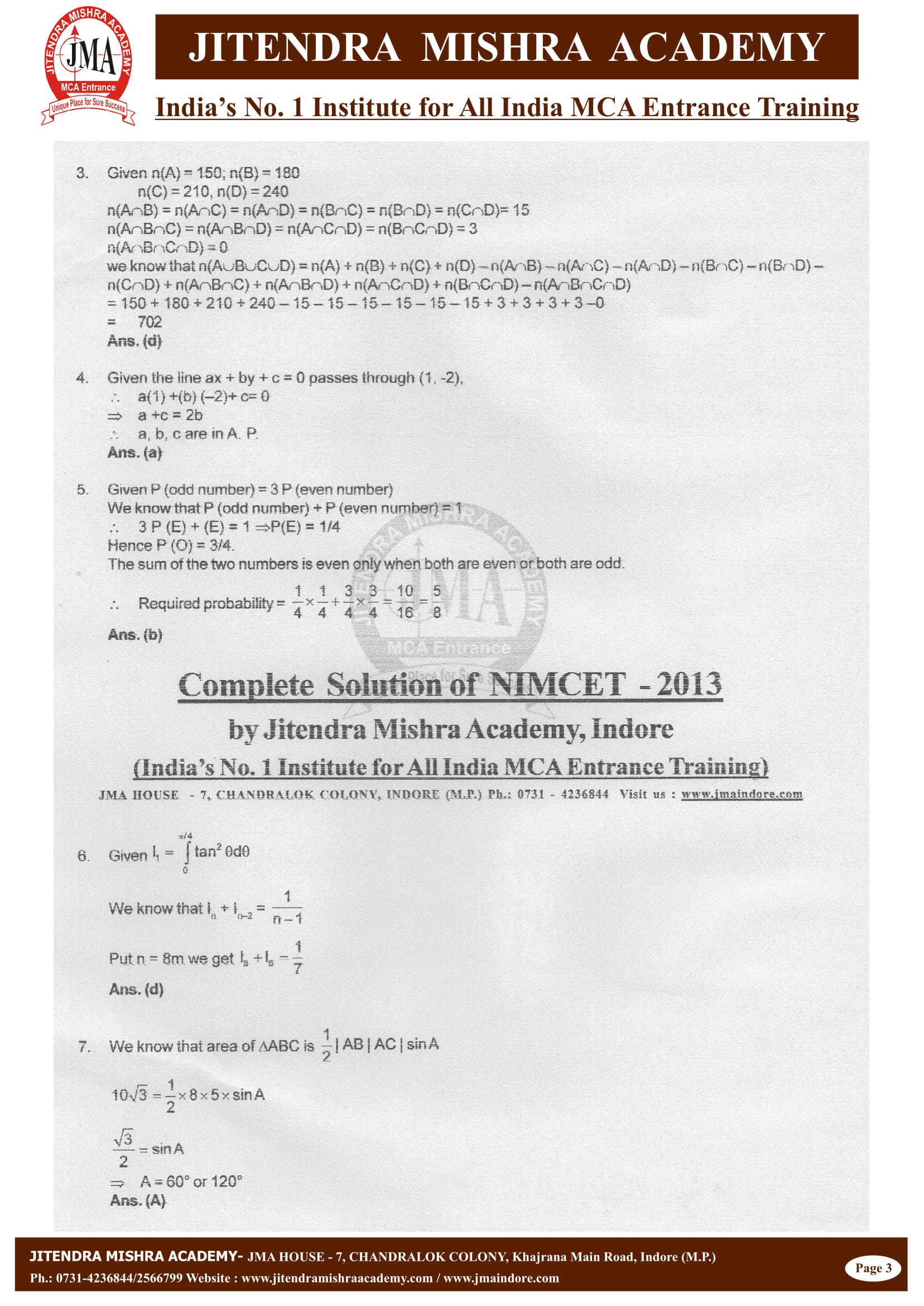 NIMCET - 2013 (SOLUTION)-03