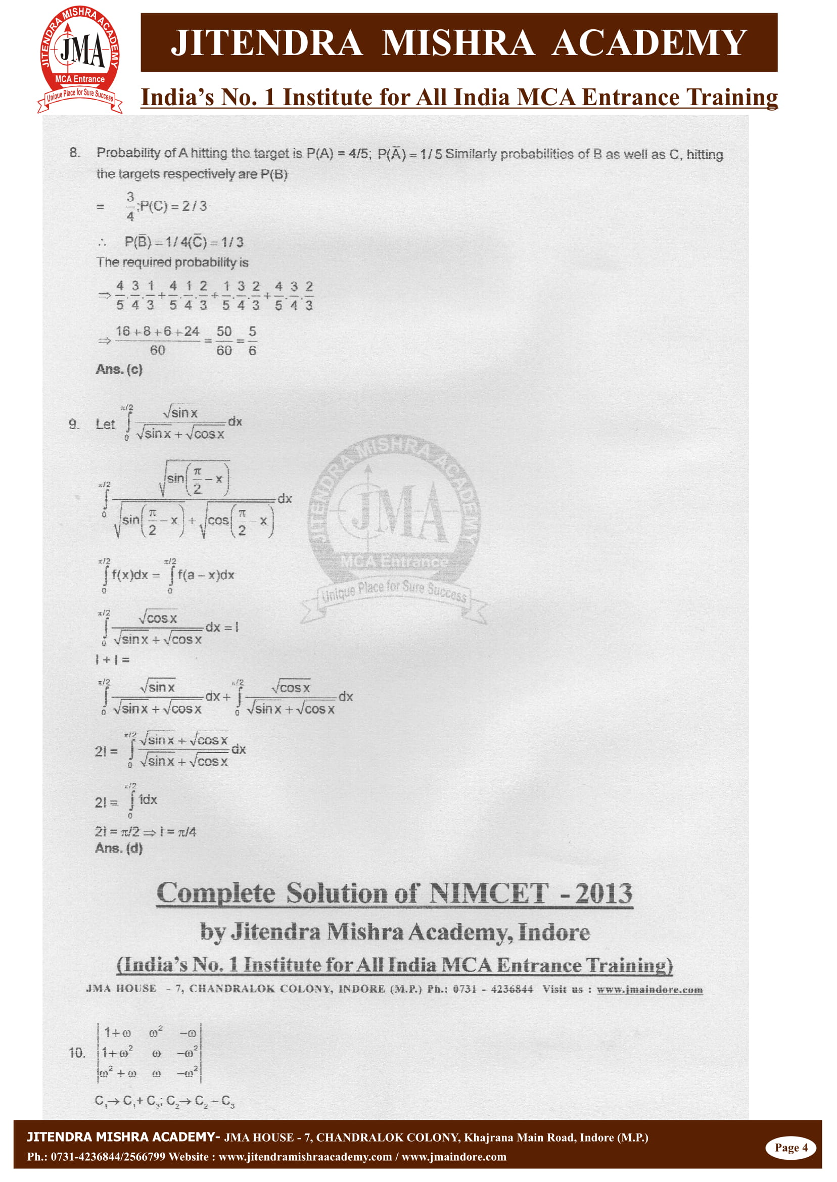 NIMCET - 2013 (SOLUTION)-04