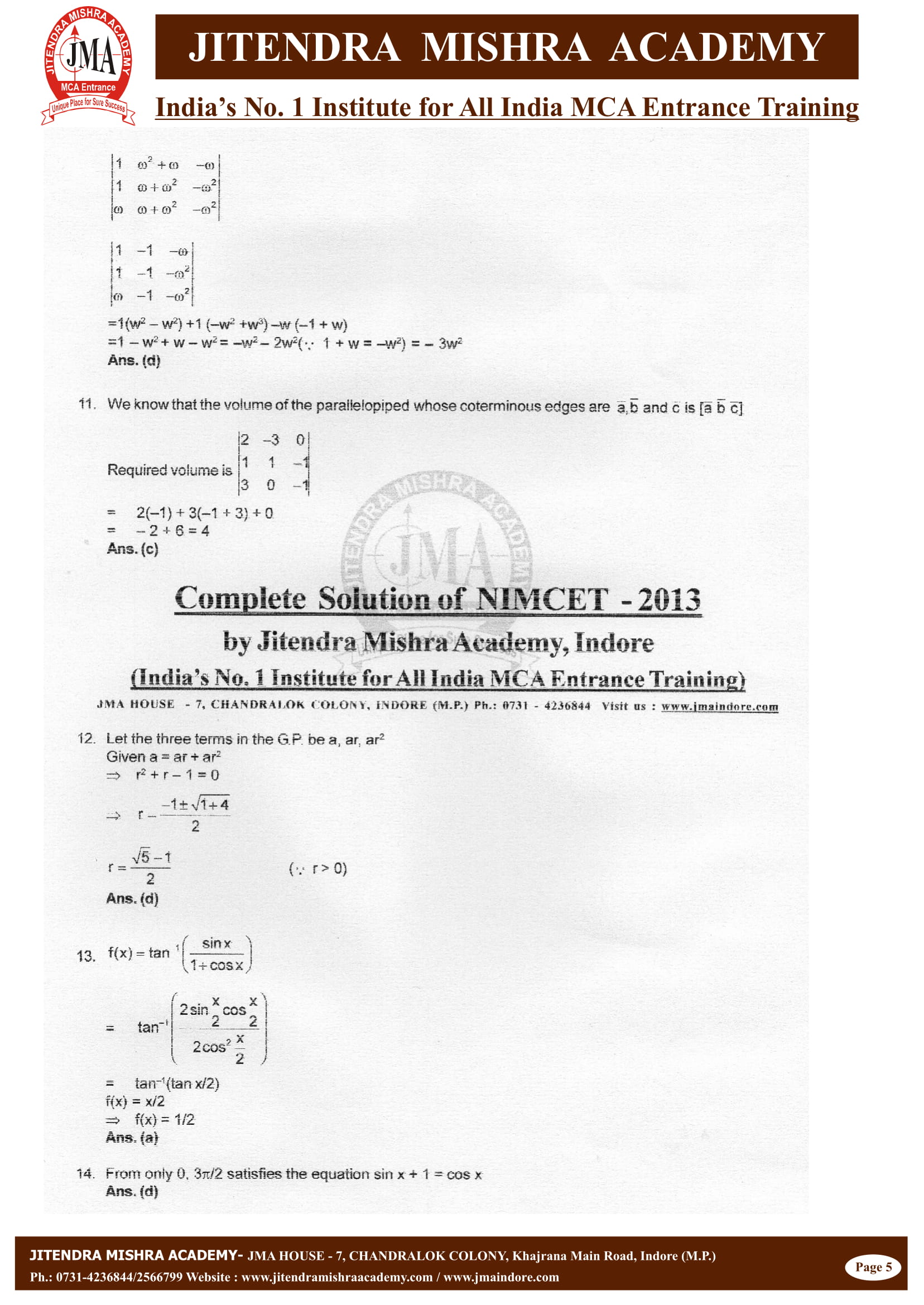 NIMCET - 2013 (SOLUTION)-05