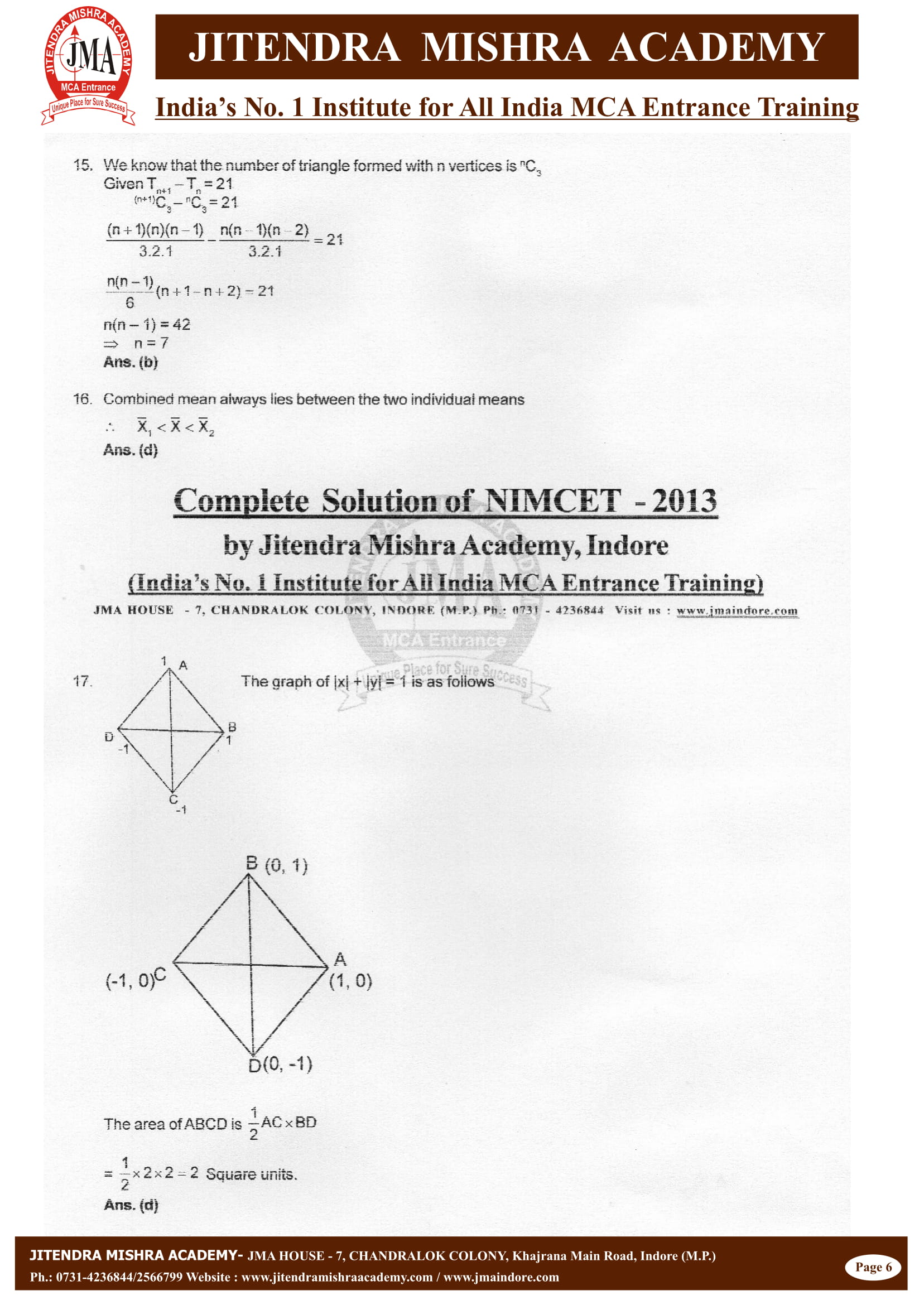 NIMCET - 2013 (SOLUTION)-06