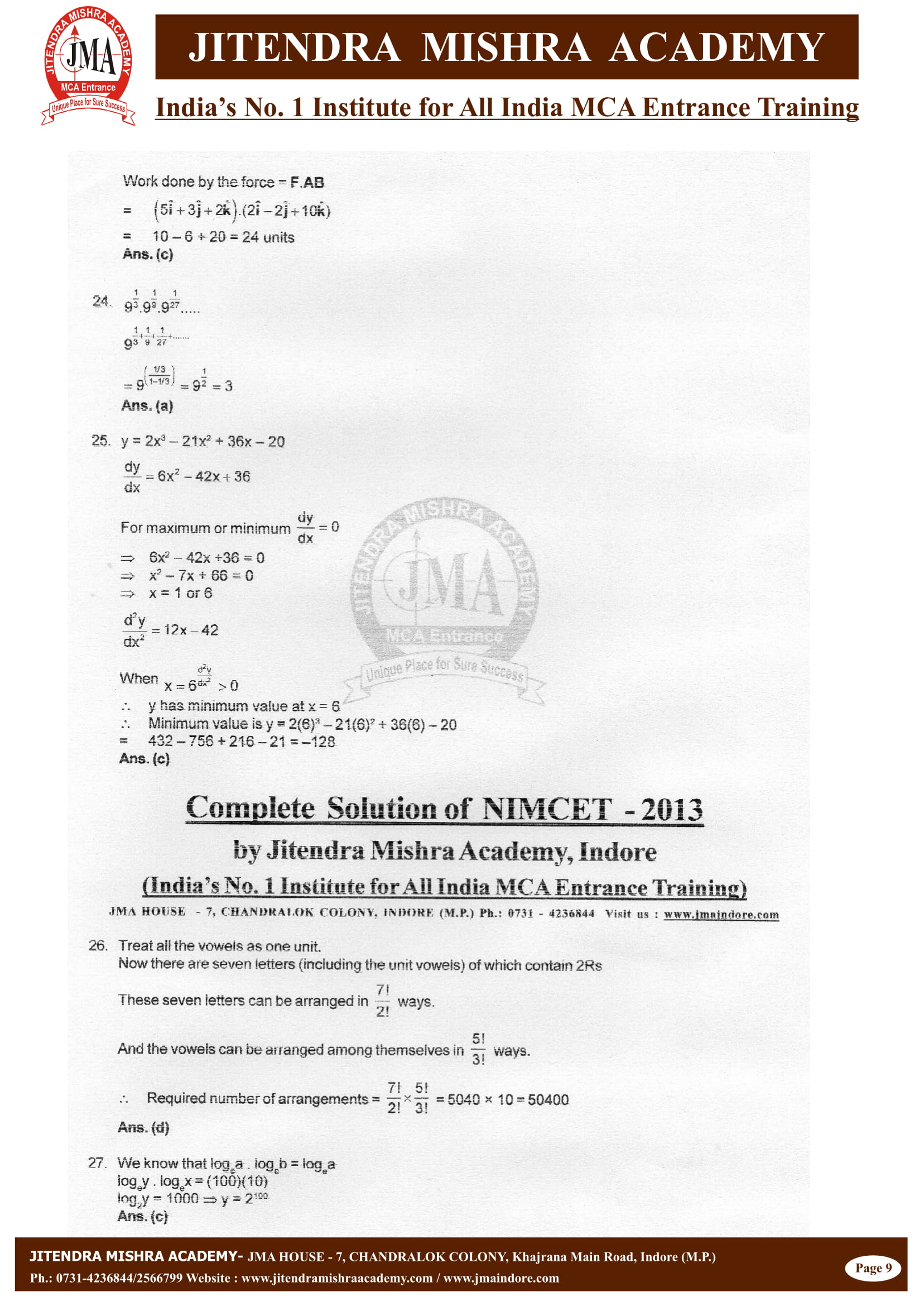 NIMCET - 2013 (SOLUTION)-09