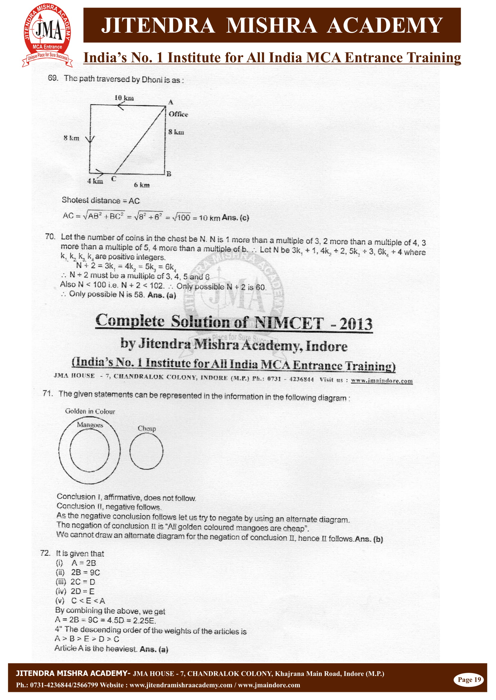 NIMCET - 2013 (SOLUTION)-19