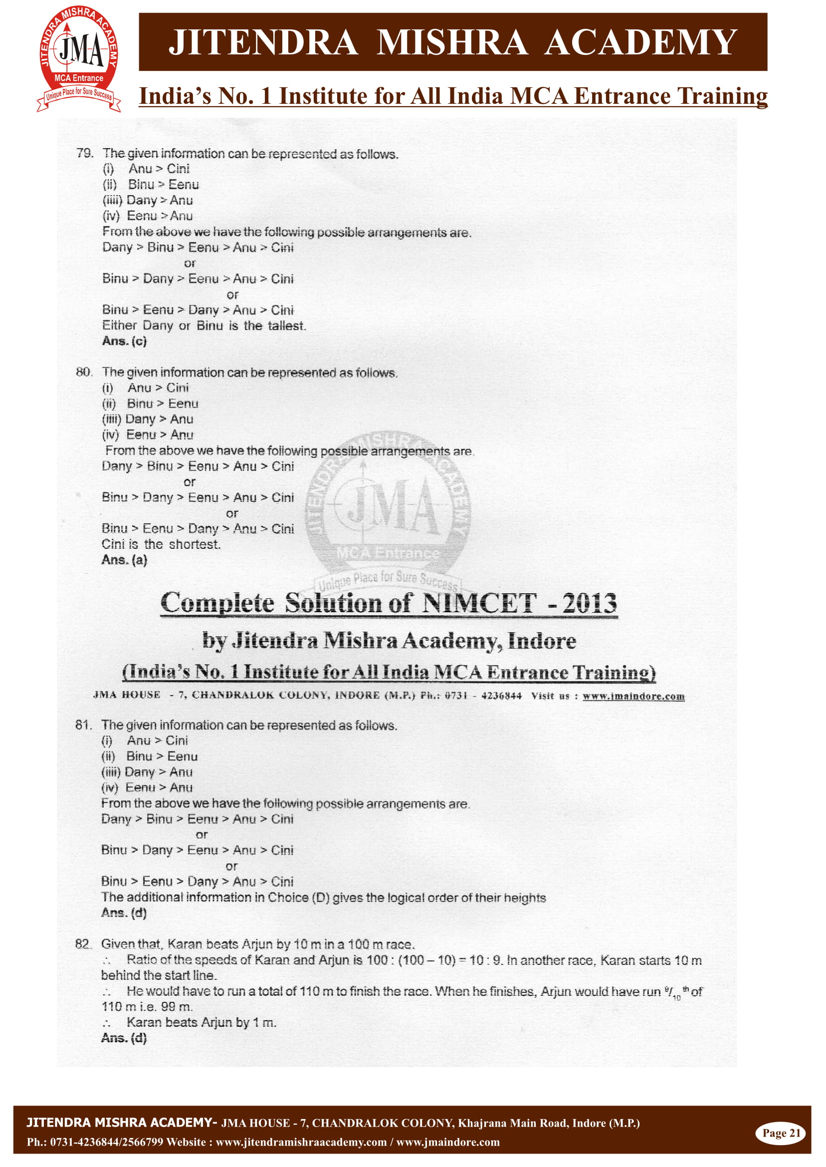 NIMCET - 2013 (SOLUTION)-21