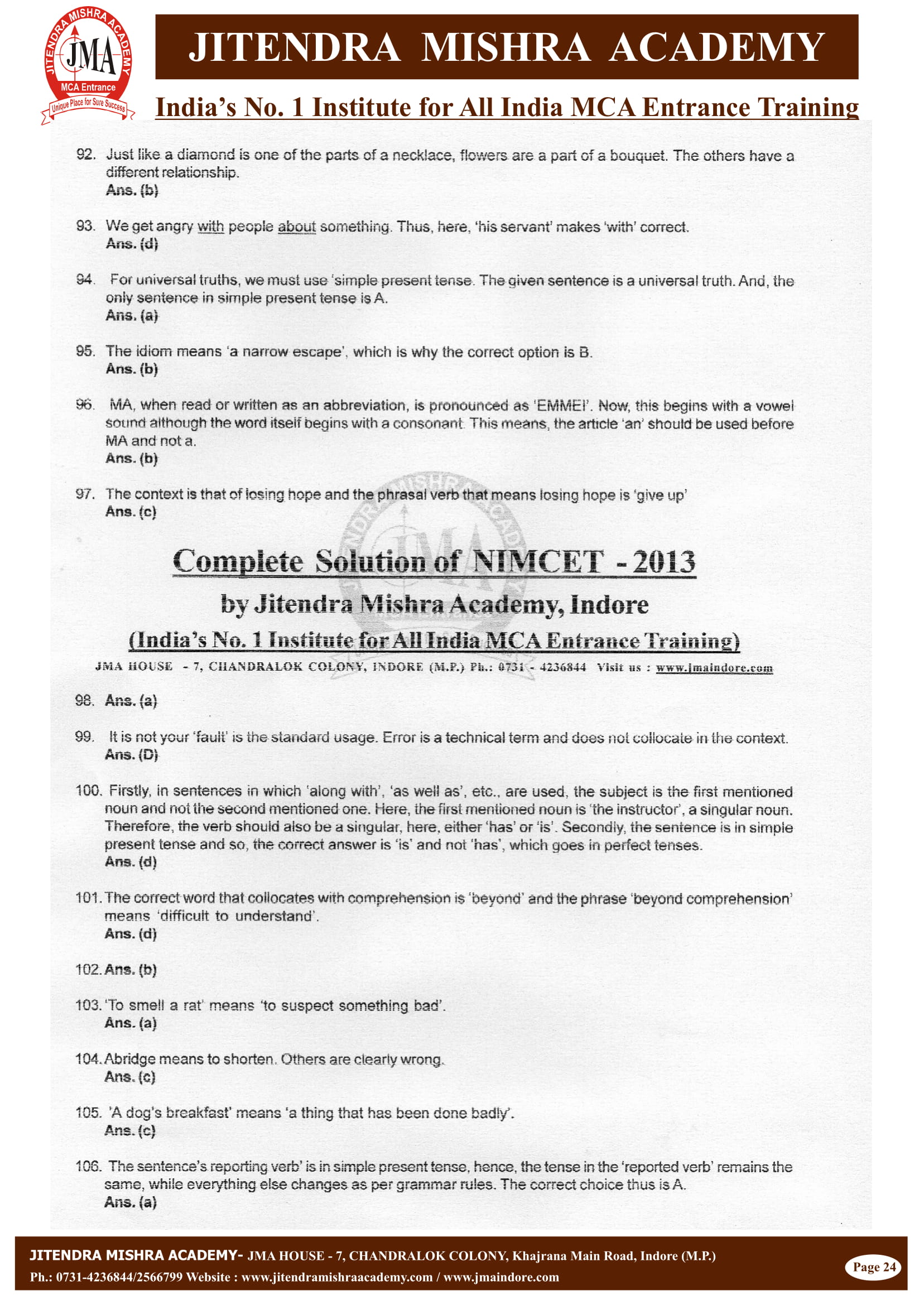 NIMCET - 2013 (SOLUTION)-24