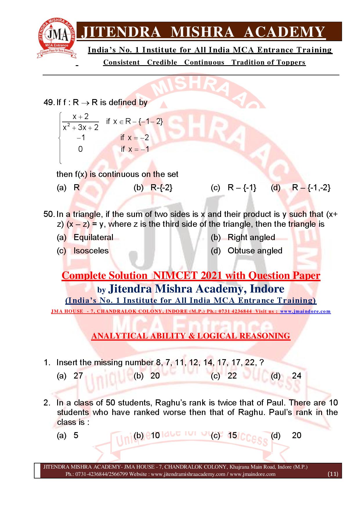 NIMCET 2021 QUESTION PAPER (F)-page-011