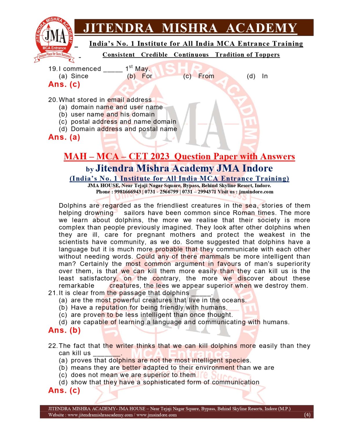 Mah mca cet 2023 question paper answers jitendra mishra academy