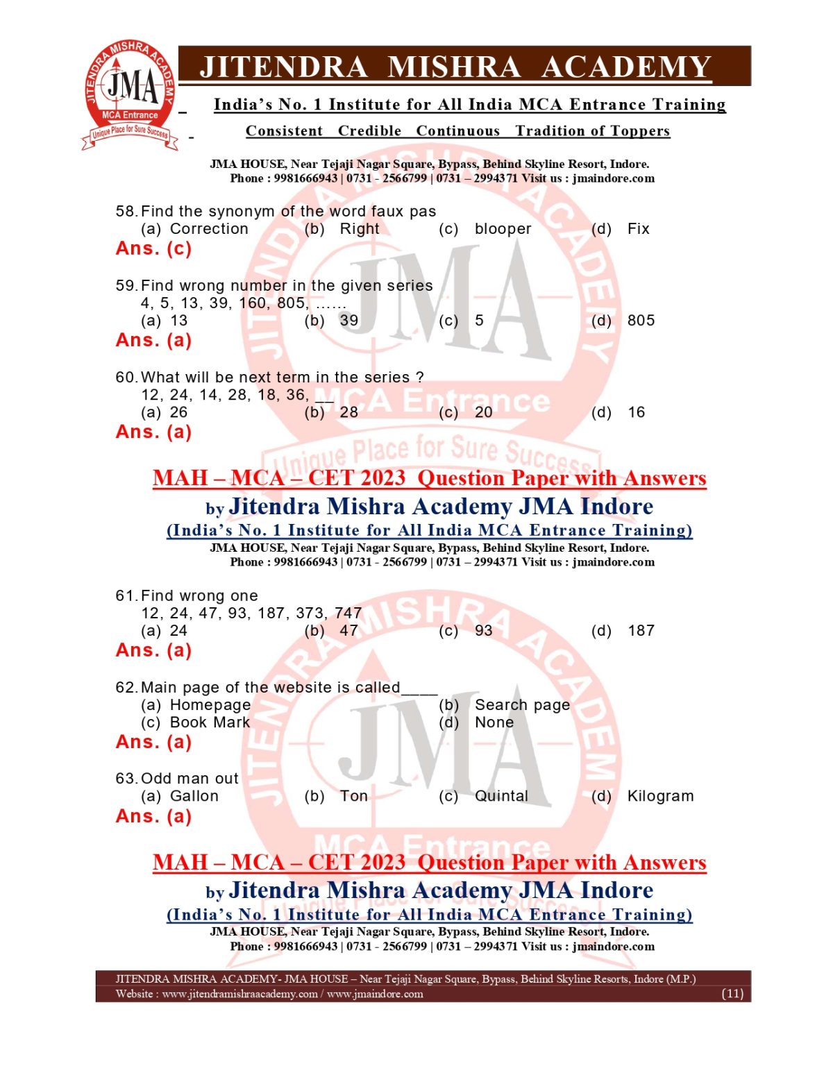 MAH MCA CET 2023 Question Paper Answers Jitendra Mishra Academy mah-mca-cet-2023-question-paper-answers-jitendra-mishra-academy